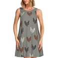 thumbnail image 1 of KLL Rooster Pattern Womens Summer Dresses 2025,Loose Round Neck Sleeveless Sundresses Tank Dresses with Pockets, 1 of 7