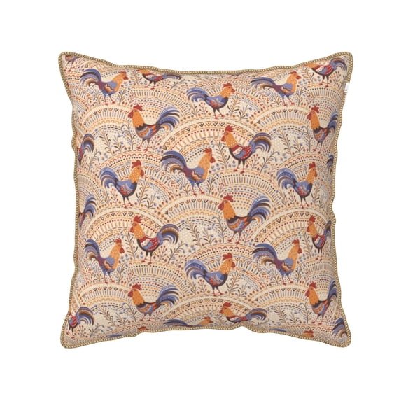 KLL Roosters In Floral Decorative Throw Pillow Covers Velvet Soft for Couch Sofa Bedroom Living Room Outdoor (No pillow core)- 20"x20"