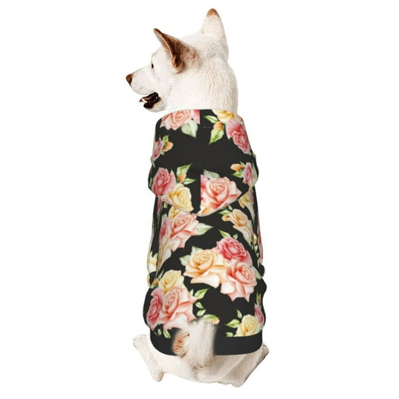 KLL Rose Flowers for Basic Dog Hoodie - Pet Hoodie Sweater with Leash Hole - Cute Dog Sweatshirt - Pet Clothes Hooded Sweatshirt for Dog & Cat -X-Large