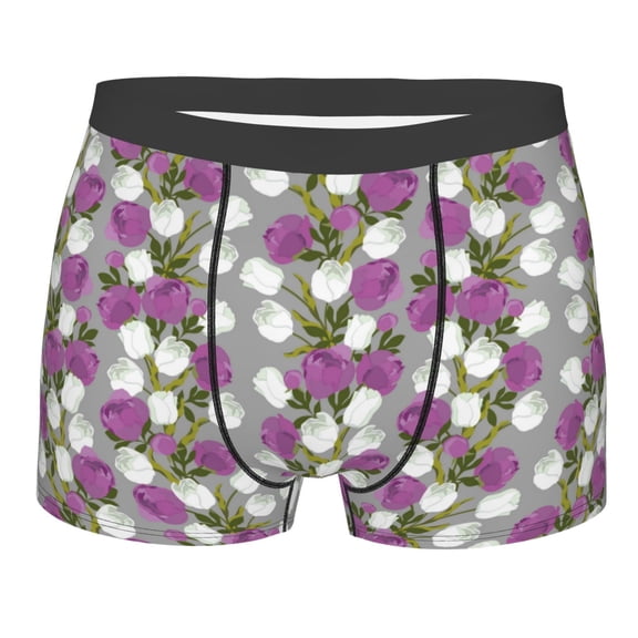 KLL Rose Flowers Men's Cotton Boxer Briefs Underwear-Medium