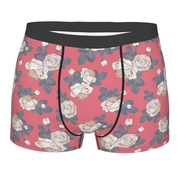 KLL Rose Flowers Men's Cotton Boxer Briefs Underwear-Medium