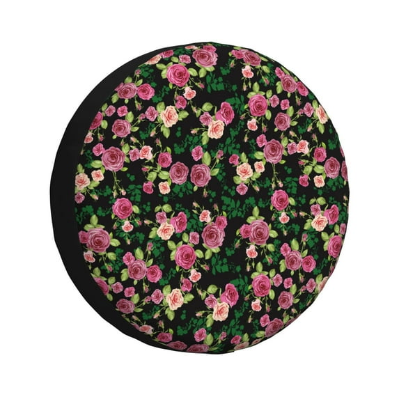 KLL Rose Flowers Pattern 14-17 inch Spare Tire Cover Universal Wheel Protector for Truck SUV Trailer Camping Rv Tire Covers-17 inch
