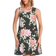 thumbnail image 1 of KLL Rose Flowers Pattern Womens Summer Dresses 2025,Loose Round Neck Sleeveless Sundresses Tank Dresses with Pockets, 1 of 7