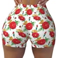 thumbnail image 1 of KLL Rose Flowers Pattern Workout Shorts for Women Scrunch Short Gym Yoga Running Sport Active Exercise Fitness Shorts, 1 of 1