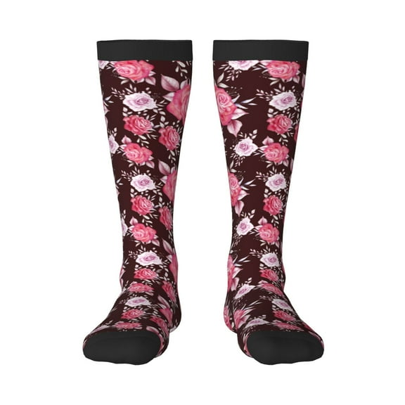 KLL Rose Flowers Print Cool Socks Men's Women's Crew Socks Funny Crazy Novelty Stockings