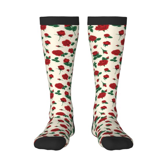 KLL Rose Flowers Print Cool Socks Men's Women's Crew Socks Funny Crazy Novelty Stockings