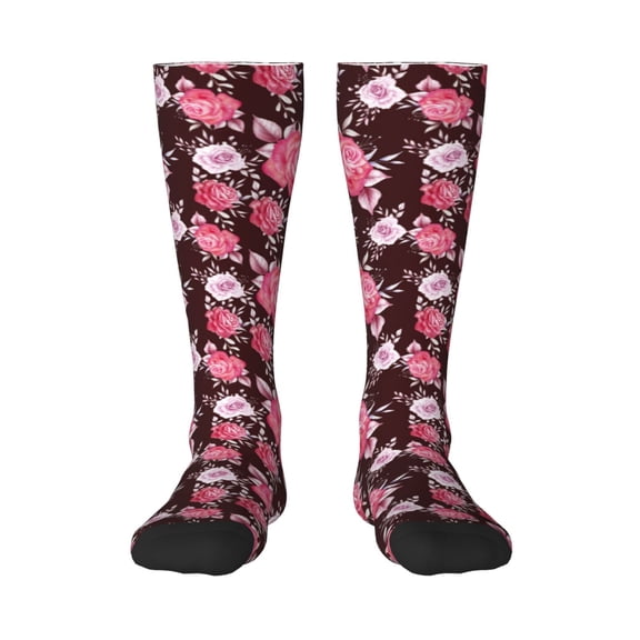 KLL Rose Flowers Print Cool Socks Men's Women's Crew Socks Funny Crazy Novelty Stockings