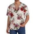 thumbnail image 1 of KLL Rose Flowers Print Men's Shirt Short Sleeve Button Down Summer Cuba Beach Shirts- 4X-Large, 1 of 5