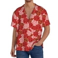 thumbnail image 1 of KLL Rose Flowers Print Men's Shirt Short Sleeve Button Down Summer Cuba Beach Shirts- X-Large, 1 of 5