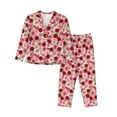thumbnail image 1 of KLL Rose Flowers Print Women's Long Sleeve Pajamas with Pants Sleepwear Loungewear 2 Set-Medium, 1 of 7