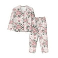 thumbnail image 1 of KLL Rose Flowers Print Women's Long Sleeve Pajamas with Pants Sleepwear Loungewear 2 Set-X-Large, 1 of 7