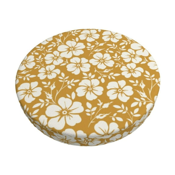 KLL Rose Flowers Round Bar Chair Cushion Cover 14 inch ,Bar Stool Protector with Elastic, Soft Washable