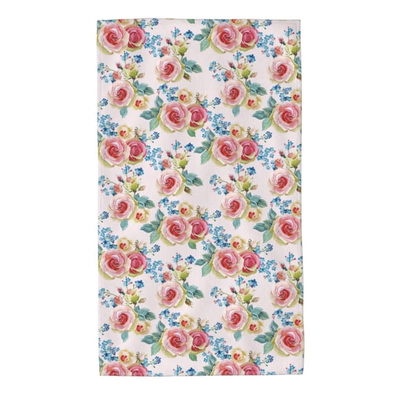 KLL Rose Flowers Ultra Absorbent & Soft Hand Towels for Bath, Hand, Face, Gym and Spa-27.5x16in