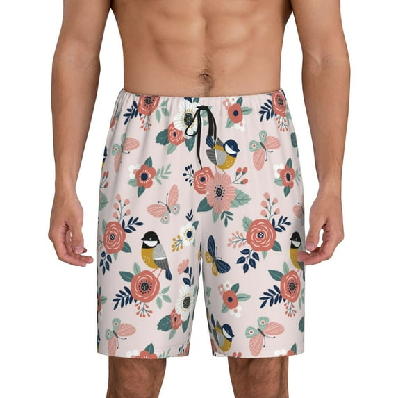 KLL Rose Flowers for Men's 1-Pack Shorts,Sleep Pajama Shorts for Men Soft Pj Shorts Men's Pajama Bottoms Sleepwear -XX-Large