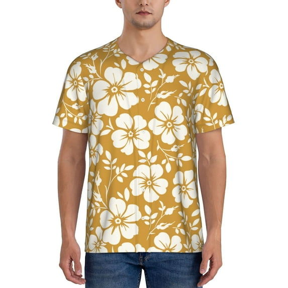KLL Rose Flowers for Men's Baseball Shirts,Short Sleeve Casual Shirts Button Down Shirt for Men Beach Summer Wedding Shirt-4X-Large