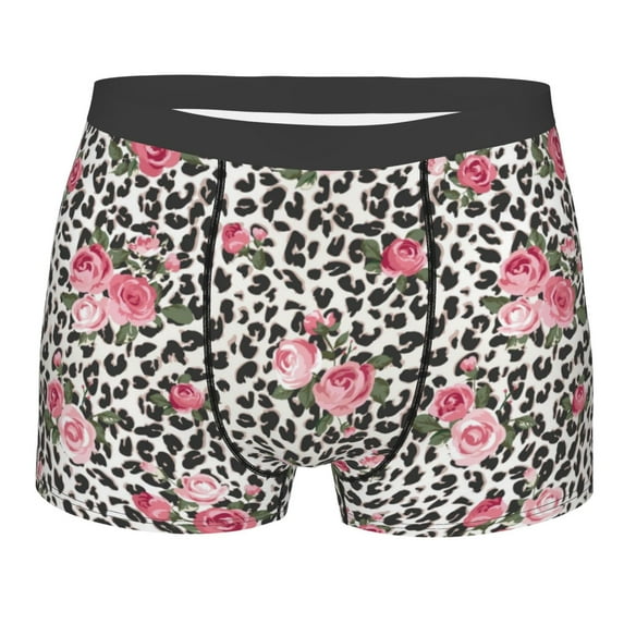 KLL Rose Mix Leopard 3 Men's Cotton Boxer Briefs Underwear-Small