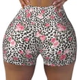 thumbnail image 1 of KLL Rose Mix Leopard 3 Pattern Workout Shorts for Women Scrunch Short Gym Yoga Running Sport Active Exercise Fitness Shorts, 1 of 5