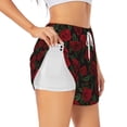 thumbnail image 1 of KLL Rose Pattern Shorts Women,Athletic Shorts High Waisted Running Shorts Pocket Sporty Short Gym Elastic Workout Shorts-X-Large, 1 of 7