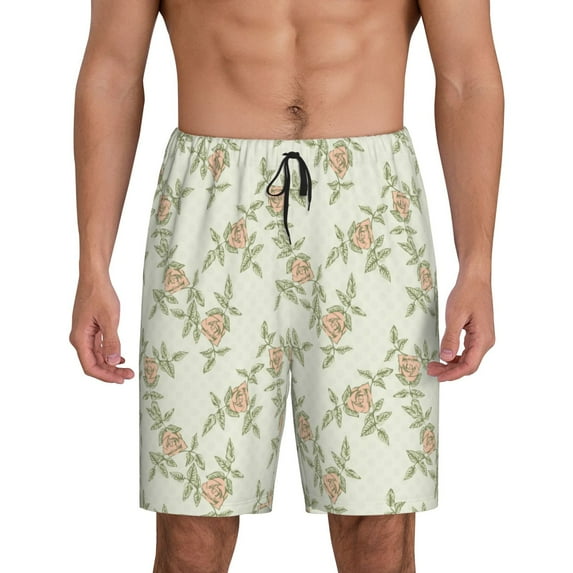KLL Rose for Men's 1-Pack Shorts,Sleep Pajama Shorts for Men Soft Pj Shorts Men's Pajama Bottoms Sleepwear -Large