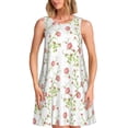 thumbnail image 1 of KLL Roses Flowers Pattern Womens Summer Dresses 2025,Loose Round Neck Sleeveless Sundresses Tank Dresses with Pockets, 1 of 7