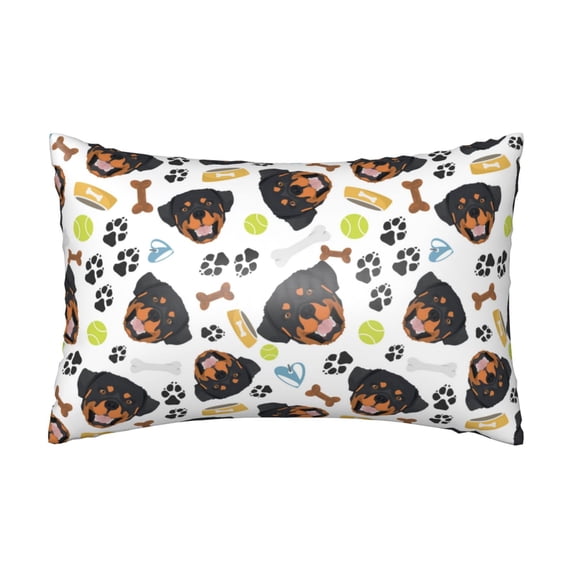 KLL Rottweiler Pattern Silk Pillowcase for Hair and Skin Standard Size 20"X 30" Soft Breathable Pillow Covers for Sleeping