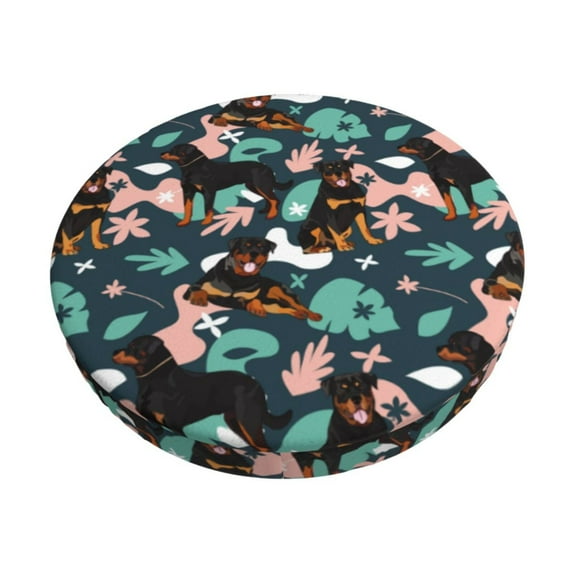 KLL Rottweiler Round Bar Chair Cushion Cover ,Bar Stool Protector with Elastic, Soft Washable