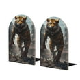 thumbnail image 1 of KLL Ruins Tiger Warrior Print Wood Book Ends for Shelves,1 Pair Wood Bookends Book Holder Stand Decorative, Book Stoppers for Heavy Duty Books CD File Video Games, 1 of 8