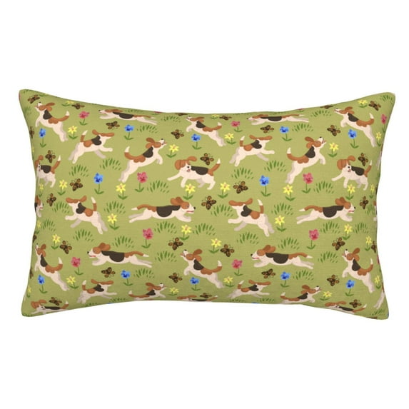 KLL Running Beagle Pillow Covers Envelope Closure,Super Soft and Cozy Fuzzy Fleece Pillow Case Cover 16"x24"