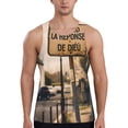 thumbnail image 1 of KLL Rustic French Signpost Print Men's Muscle Gym Workout Stringer Tank Tops Bodybuilding Fitness T-Shirts Tank Tops Men-X-Large, 1 of 7