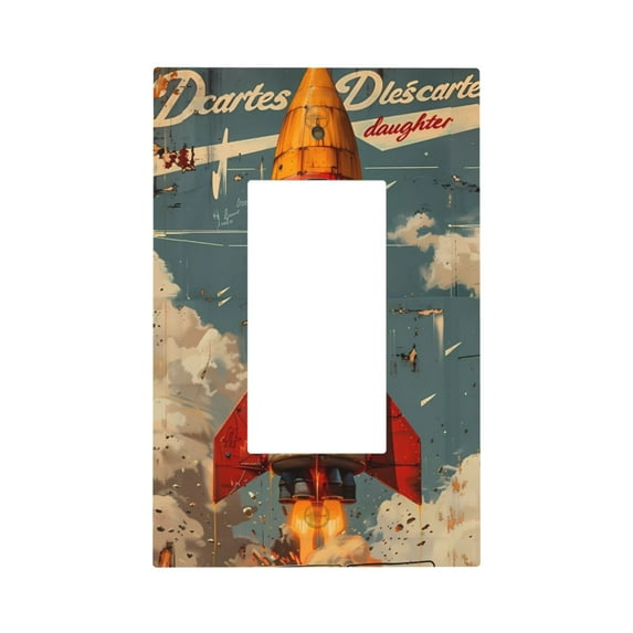 KLL Rusty Rocket Launch Pattern Electrical Outlet Covers, 3" x 5" 1 Pack Electric Receptacle Plug Covers for Decorator Receptacle Outlet & Switch-Style U