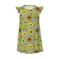 KLL Sage Green With Sunflowers Print Girls Nightgowns Pajamas for Girl