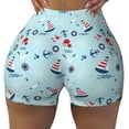 thumbnail image 1 of KLL Sailboats Anchors Pattern Workout Shorts for Women Scrunch Short Gym Yoga Running Sport Active Exercise Fitness Shorts, 1 of 8