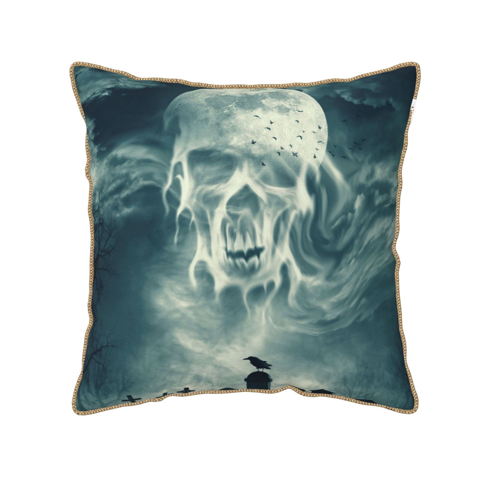 "You Like Scary Movies Too" Ghost Throw Pillow Cover - 18x18 Inch, Pink & Black Horror Halloween Decor