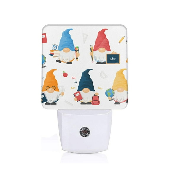 KLL School Cute Gnomes for Night Lights,Auto Sensor Night Lamp Plug in Night Light with Dusk-to-Dawn Light Sensor LED Nightlightfor Adults & Kids Room/Bedroom/Hallway