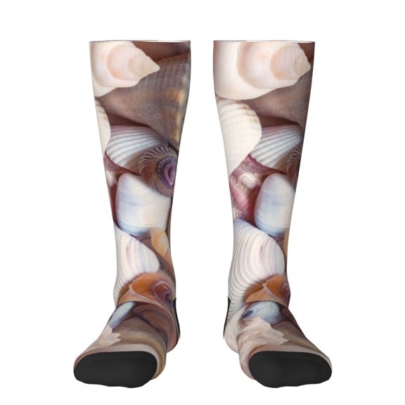 KLL Sea Shells Print Cool Socks Men's Women's Crew Socks Funny Crazy Novelty Stockings