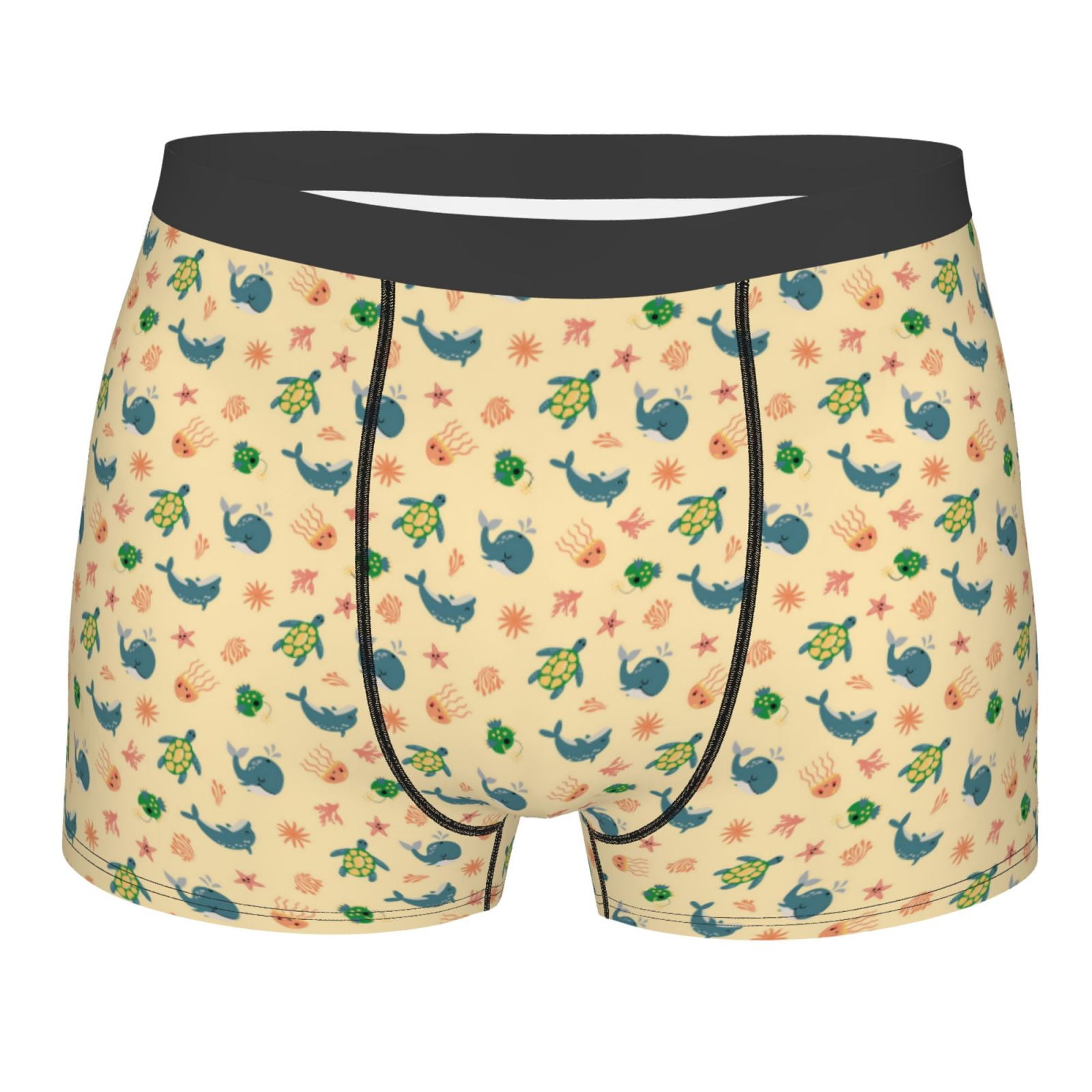 Kll Sea Turtle And Whale Men's Cotton Boxer Briefs Underwear-small 