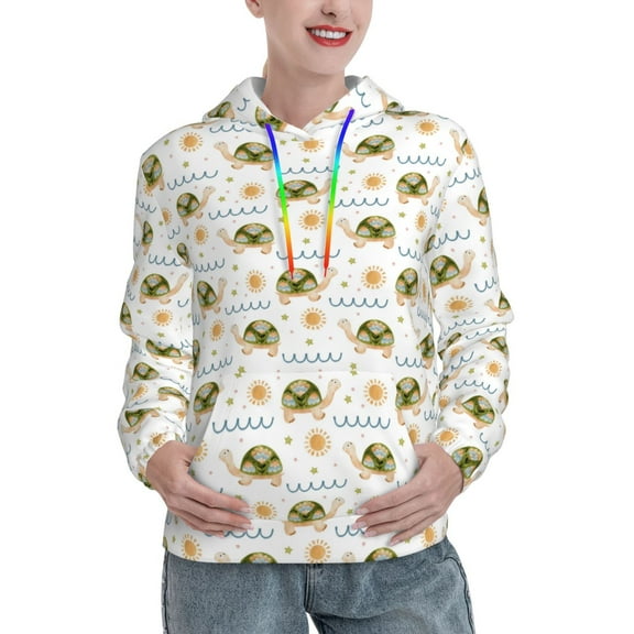 KLL Sea Turtle Basking in the Sun for Womens Pullover Hoodie with Pocket Hooded Long Sleeve Shirts Sweatshirt for Women-XX-Large
