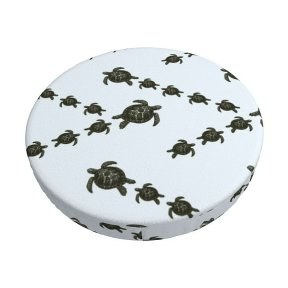 KLL Sea Turtle Round Bar Chair Cushion Cover 13 inch ,Bar Stool Protector with Elastic, Soft Washable