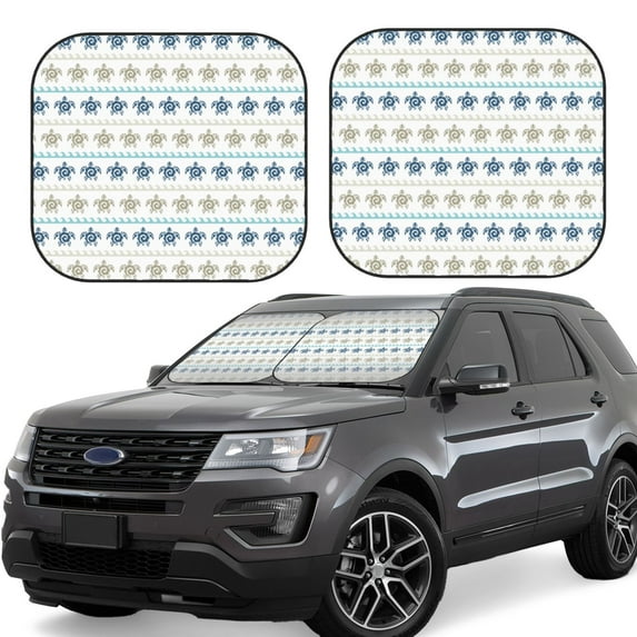KLL Sea Turtle Windshield Sun Shade 2-Piece Foldable Car Front Window Sunshade for Most Sedans SUV Truck- Large