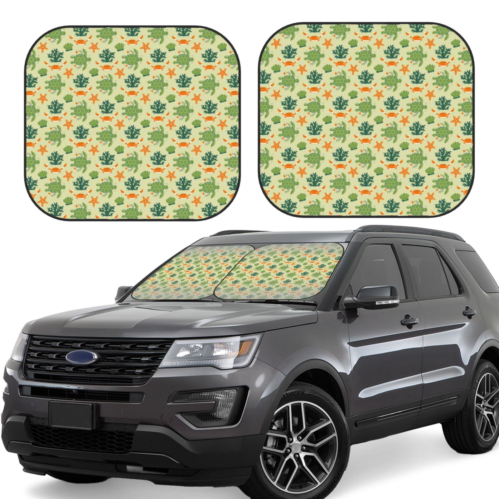 KLL Sea Turtle Windshield Sun Shade 2Piece Foldable Car Front Window