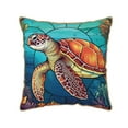 thumbnail image 1 of KLL Sea Turtle in Coral Decorative Throw Pillow Covers Velvet Soft for Couch Sofa Bedroom Living Room Outdoor - 16"x16", 1 of 8