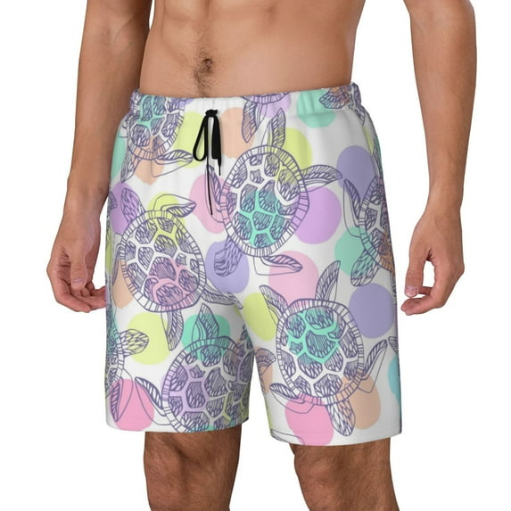 KLL Sea Turtles for Mens Swim Trunks Quick Dry Swim Shorts with Built-in Compression Liner Funny Swimwear Bathing Suits-XX-Large