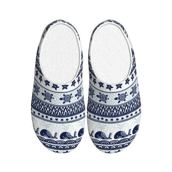 KLL Sea Underwater Animals1 Pattern Adult Unisex Cozy Slippers,Fuzzy Slip-on Slippers TPR Sole Slippers Comfort Plush Home Footwear for Indoor & Outdoor-39/40