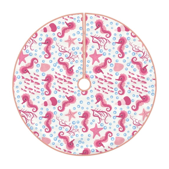 KLL Seahorse and Starfish Christmas Tree Skirt 36" ,Party Decorations Farmhouse for Christmas Decorations Holiday Party