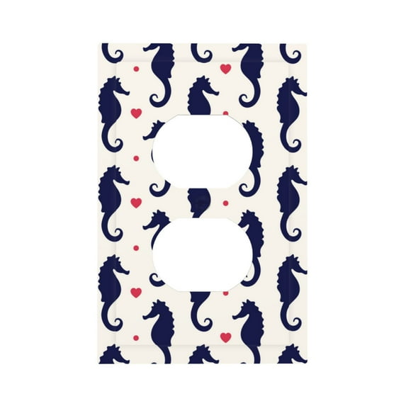 KLL Seahorses and Hearts Pattern Electrical Outlet Covers, 3" x 5" 1 Pack Electric Receptacle Plug Covers for Decorator Receptacle Outlet & Switch-Style S