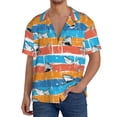 thumbnail image 1 of KLL Shark On Line Print Men's Shirt Short Sleeve Button Down Summer Cuba Beach Shirts- X-Large, 1 of 5