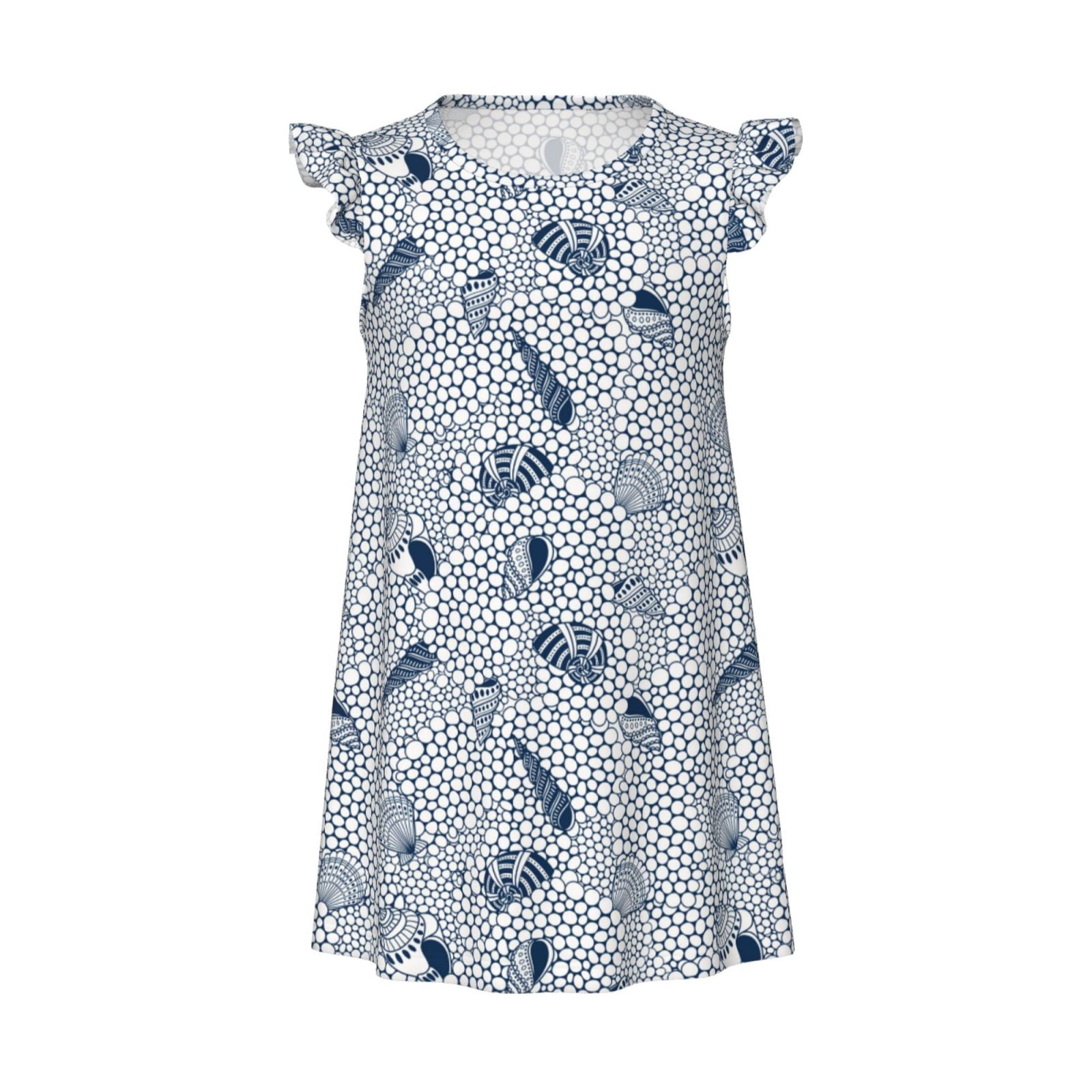 KLL Shells And Sand Print Girls Nightgowns Pajamas for Girl Sleepwear