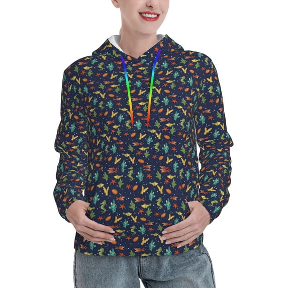KLL Shells and Seaweed for Womens Pullover Hoodie with Pocket Hooded Long Sleeve Shirts Sweatshirt for Women-X-Large