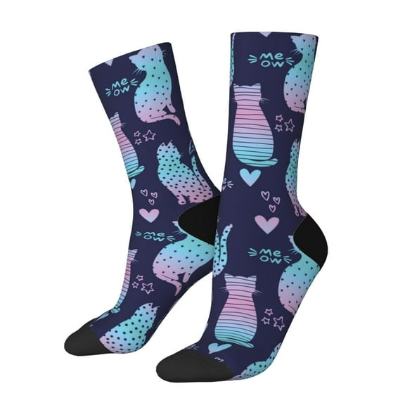 KLL Silhouette Cats Print Cool Socks Men's Women's Crew Socks Funny Crazy Novelty Stockings