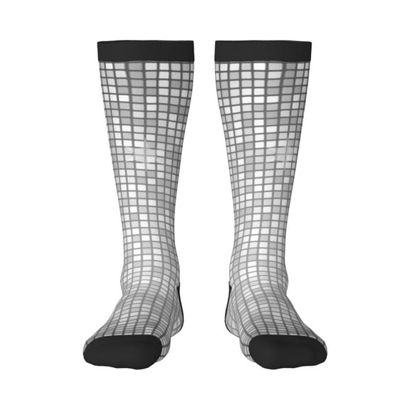 KLL Silver Mosaic Print Cool Socks Men's Women's Crew Socks Funny Crazy Novelty Stockings